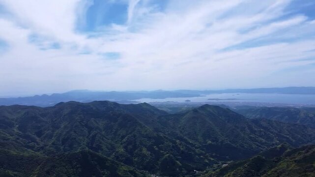 経ヶ岳山頂の上空からの眺望
