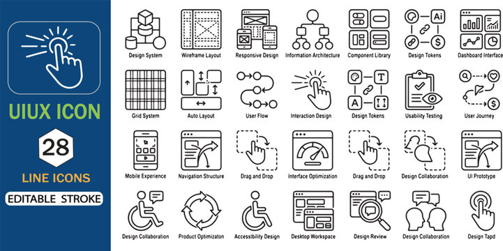 Uiux Icon Set Line Icons With Editable Stroke And Blue Color Scheme
