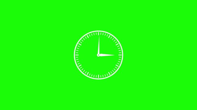 mechanical clock passing time animation on green background