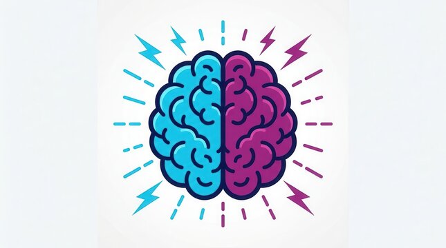An illustration of a split human brain symbolizing stress and mental health awareness.