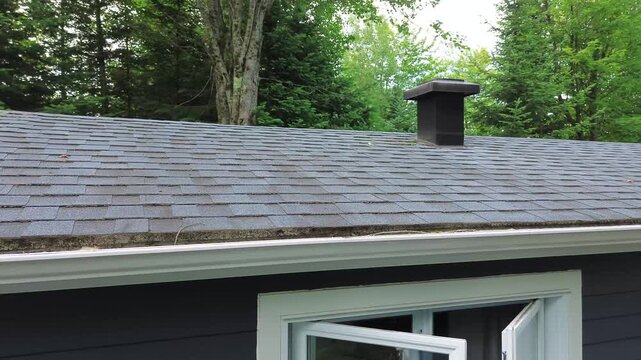 Inspecting a house shingles roof with a drone