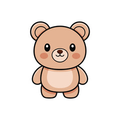 Fototapeta premium Smiling Kawaii Teddy Bear Cartoon Character Illustration on White Background
