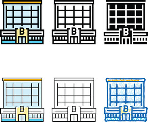 Obraz premium urban bank building color icon vector. types urban bank building sign. isolated symbol
