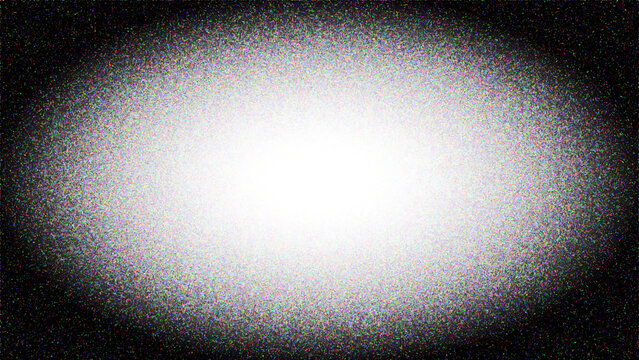 Vignette grainy noise texture overlay effect with bright center isolated on transparent background for photography