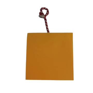 Orange mailbox with key on top side view