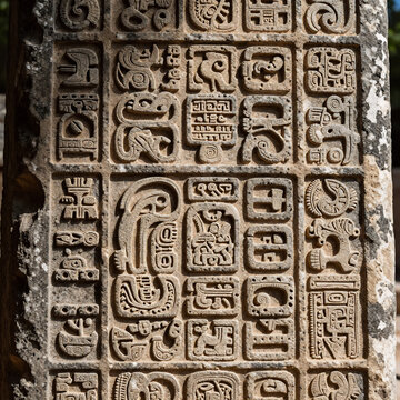 Technical Drawing Ancient Language. Decipherable Ancient Maya Script