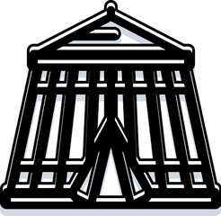 Obraz premium Ancient temple building icon creating a silhouette of classical architecture. Symbolizing concepts such as law. Government. Culture. And power with historical significance on a clean white background