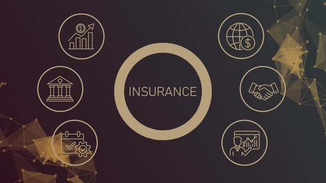 A Insurance concept button on a futuristic .Business, Technology and network concept. successful business concept on black background with alpha channel. 4k video animation