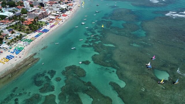 Cinematic Aerial View: The Crystal-Clear Natural Pools of Porto de Galinhas