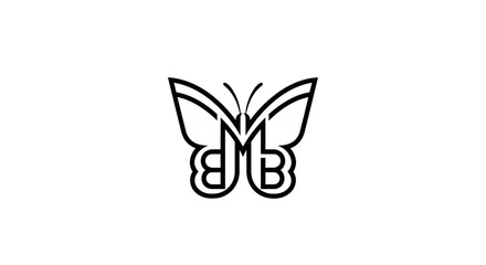 Modern butterfly line art logo design with letter B © Roy