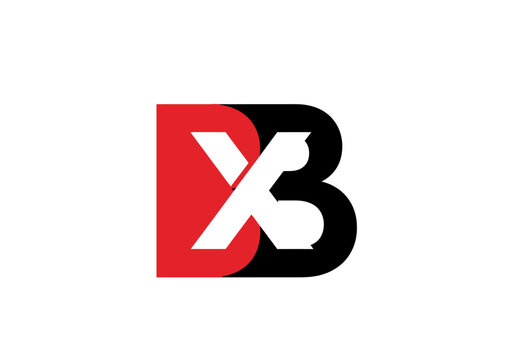 Modern DXB monogram logo design in red and black