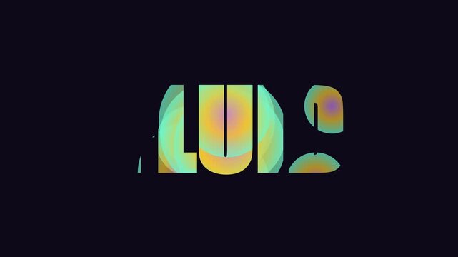 Fluid motion typography animation with vibrant gradient circles and abstract dynamic lettering 4k