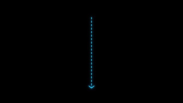 Animated Arrow Direction Icon with Dotted Line Motion on Black Background