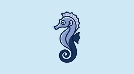 Detailed seahorse illustration on light blue background. © kipli