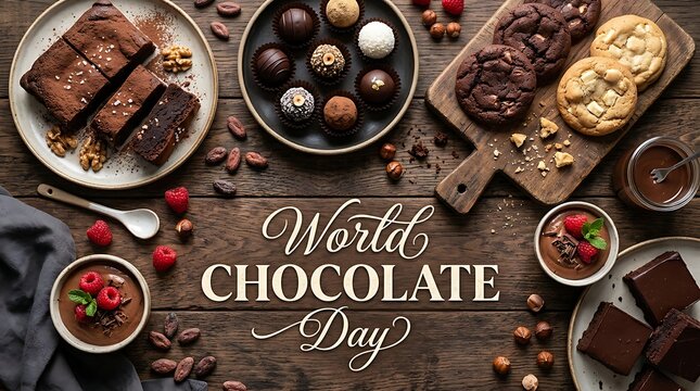 Delicious Assortment of Chocolate Treats for World Chocolate Day Celebration.