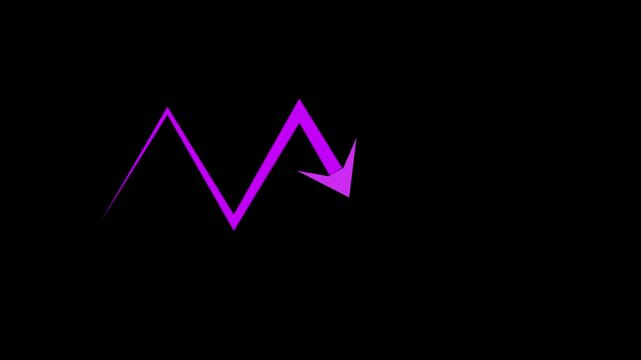 arrow rising transparent abstract business graph arrow rising transparent channel, business growth chart icon animation background 4k. fall up arrow ;Business decline trend animation.