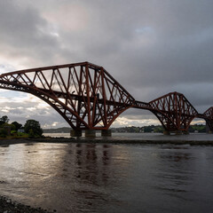 Fototapeta premium Fantasy Art Bridge Forth. Fife To Edinburgh: Fourth Rail Bridge Crossing In Scotland
