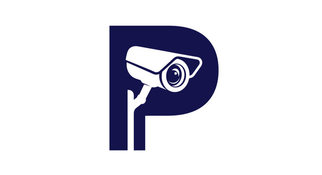 Letter P security surveillance camera tech logo.