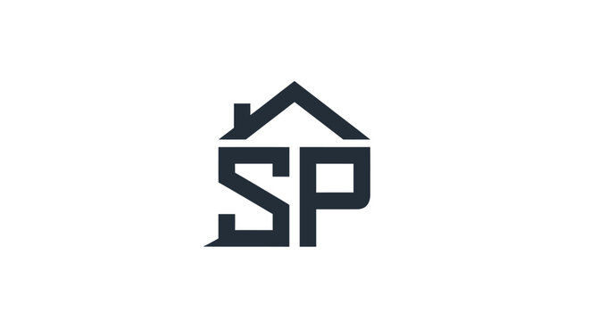 Letters SP inside a house roof shape logo.