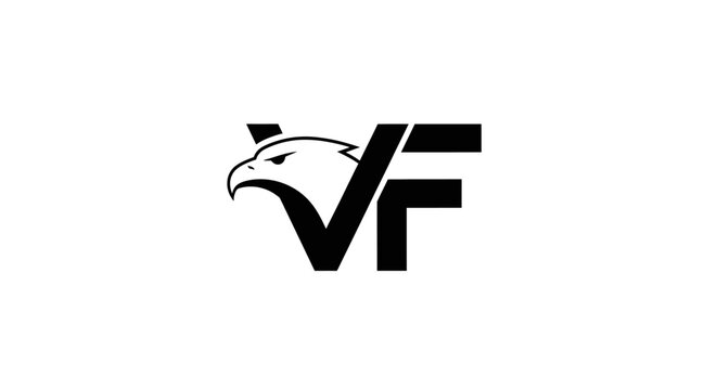 Letter V F eagle head integrated logo design.