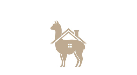 Obraz premium Llama silhouette logo with house roof and chimney