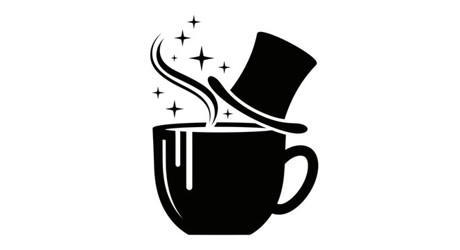 Magic coffee cup with stars and top hat.