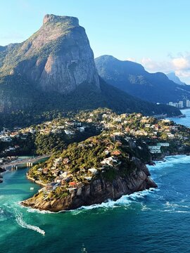 Helicopter Ride Over Rio de Janeiro in Brasil. Aerial view
