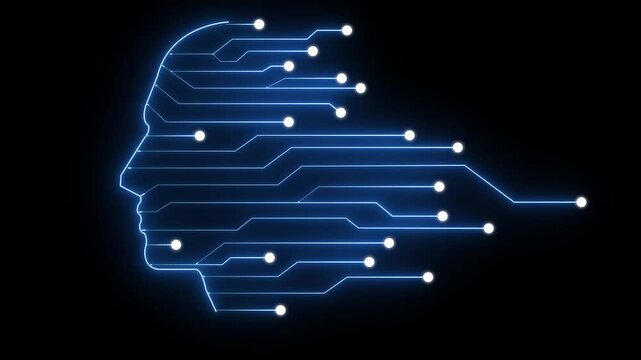 Glowing Green Circuit Board Brain Concept with Neon Nodes and Digital Pathways glowing brain circuit