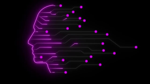 Glowing Green Circuit Board Brain Concept with Neon Nodes and Digital Pathways glowing brain circuit