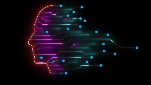 Glowing Green Circuit Board Brain Concept with Neon Nodes and Digital Pathways glowing brain circuit