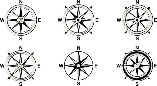 vector compass rose with north arrow and directional markings