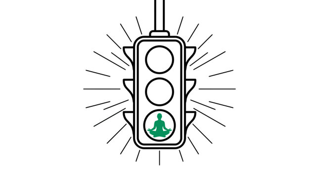 Vector illustration of a traffic light with green signal on a clear mental mind map