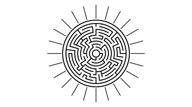 The brain navigates through a complex maze vector design representing mental challenges.