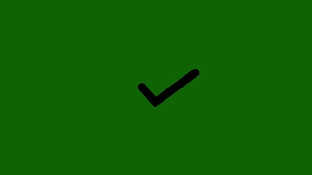 Minimalist Line Art Animation of Black Checkmark - Success, Task Completion, and Approved Status Concept on Green Background 4k stock  video.