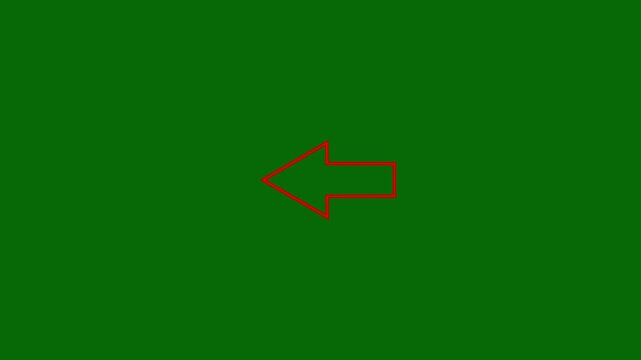 Minimalist Red  Line Arrow Pointing Left - Pulsing Directional Navigation Icon on Chroma  Green Background 4k stock  video.