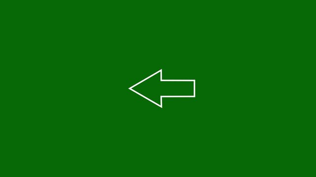 Minimalist White Line Arrow Pointing Left - Pulsing Directional Navigation Icon on Chroma  Green Background 4k stock  video.