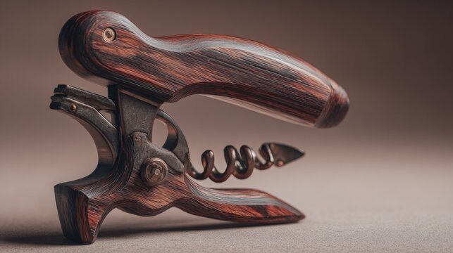 Bird shaped wooden wine corkscrew.