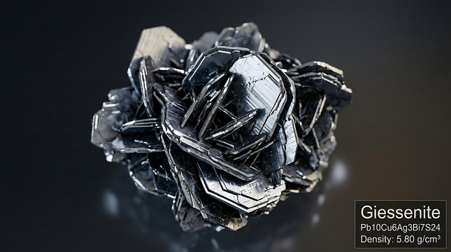 Raw Giessenite Monoclinic Tabular Platy Crystal Cluster Dark Lea