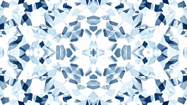 A captivating abstract crystal pattern in blue and white hues.