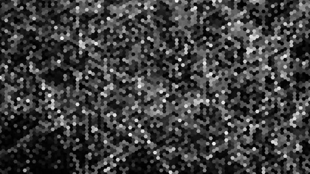 Abstract monochrome pixelated geometric pattern with digital noise and glitch effect