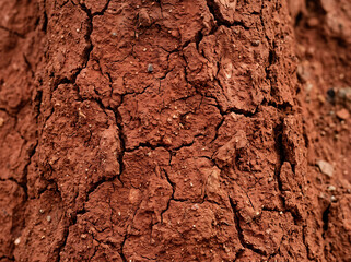 Fototapeta premium red clay texture background, natural rough surface, deep red ochre tone, earthy rustic feel, high resolution macro detail, commercial stock photo