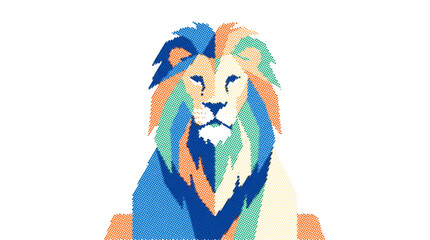 Colorful lion portrait vector art with vibrant gradient tones © Msbhai
