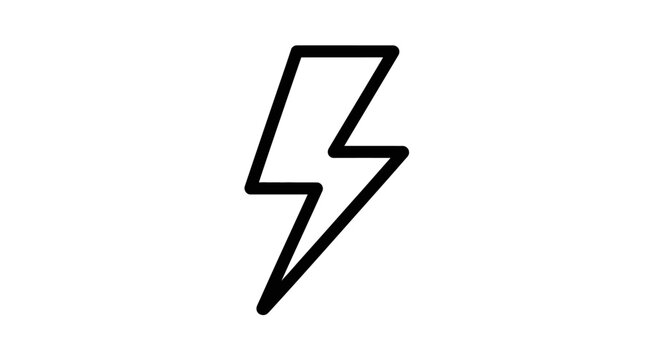 Simple Black Lightning Bolt Icon Outline - Electricity, Power, Energy, Speed, Weather Flash Symbol Graphic Design Element