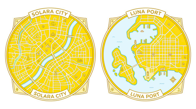 Fantasy City Maps: Solaris City and Luna Port