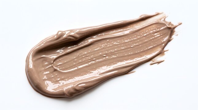 Beige liquid makeup foundation smear isolated on a white background