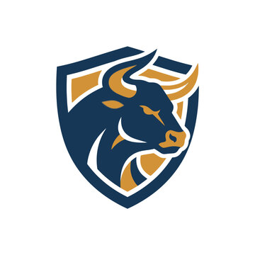 Bull head shield logo emblem icon.