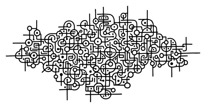 Abstract technology network pattern representing digital connectivity and microchip logic