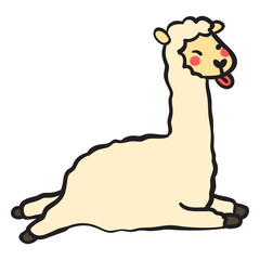 Fototapeta premium Cute llama running jumping