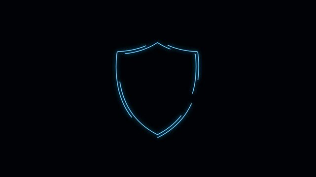 Radiant Blue Neon Shield: Digital Security & Data Protection Icon