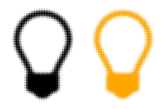 Lamp Light Bulb Dotted Halftone Effect Vector Illustration Set
